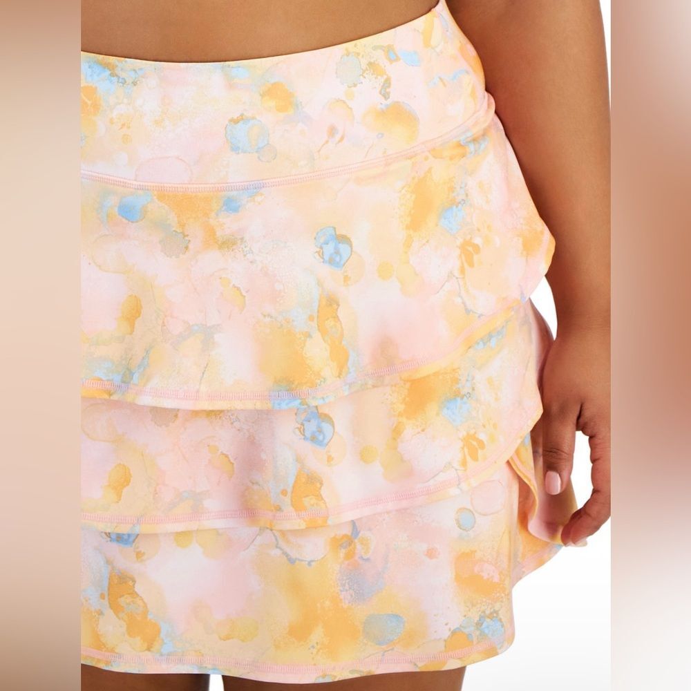 Ideology Pink Yellow Floral Tiered Tennis Skort - Picture 3 of 3